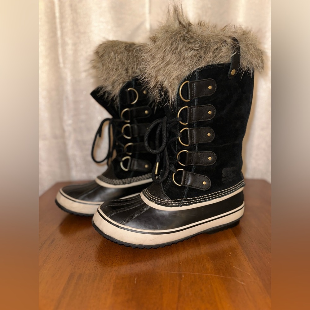 Women’s Sorel Joan Of Arctic Lined Winter Boots Size 10 Black